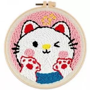 펀치 니들 키트 선물용 핸드메이드 자수 고양이 초보자 취미