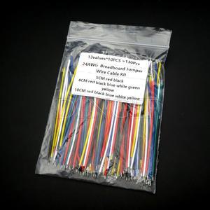 130Pcs 24AWG 브레드 보드 점퍼 와이어 케이블 키트 주석 도금 PCB 솔더 유연한 PVC 전자 5cm 8cm 10cm 6