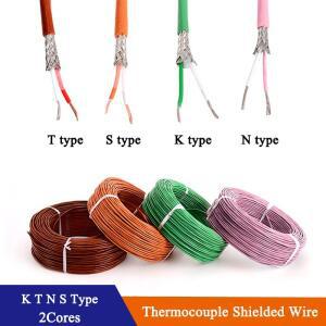 고온 측정 보상 케이블 K T N S 타입 열전대 와이어 2 코어 PTFE 절연체 차폐 라인 1 m 5 10m