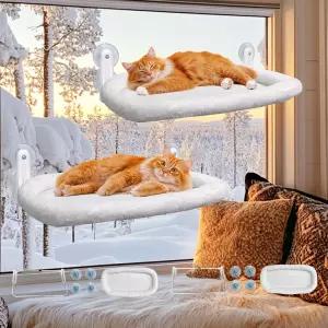L W BROS 2PC 고양이 창문 퍼치 쿠션 침대 해먹 4개의 업데이트된 흡입 컵으로 무거운 대형 조립하기 쉬운