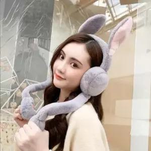 선물 밍크 토끼 움직이는 귀마개 겨울 워머 팔랑이 귀도리 방한용품 단체 파티
