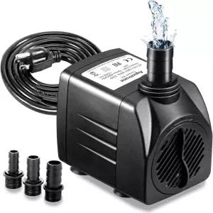 400GPH 잠수 펌프 25W - 초고요 분수 물 1500L/hr 6.56피트 높이 트 노즐 3개 수족관 어항 연못 수경 재배