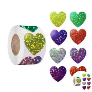 8종컬러 반짝이 하트 스티커 답례품 500pcs 다꾸 S470 유치원답례품