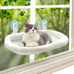 고양이 창문 농어 무선 해먹 4개의 강력한 흡입 컵 단단한 금속 프레임 및 탈착식 쿠션 침대 커버가 대형