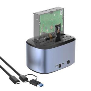 GODO NVME SATA SSD HDD 확장 하드 리더기용 듀얼 5인치 USB 복제 스테이션 슬롯 어댑터 지원 오프라인 5인치 드라이브 카드 도크 지원