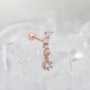[룽스_62]로즈골드 큐빅 아웃컨츠피어싱 드롭 피어싱 14K