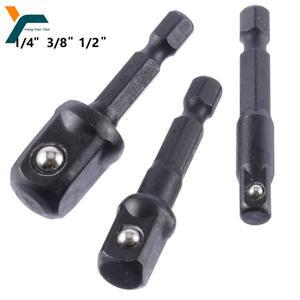 3Pcs 충격 소켓 어댑터 14 38 12 인치 너트 드라이버 스크루 핸들 도구 용 육각 섕크 확장