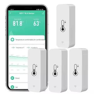 4팩 WiFi 온도 습도 센서 앱 알림 기능이 무선 데이터 저장 내보내기 알 어시스턴트와 호환되는 스마트