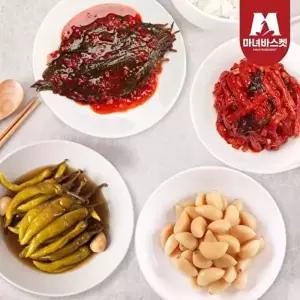 마녀바스켓밥도둑 4종 무말랭이1kg+깻잎무침1kg+간장고추1kg+알마늘장아찌1kg