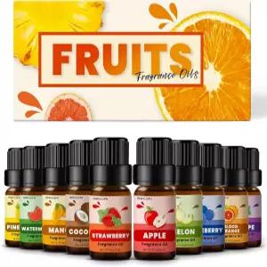 양초 및 비누 제조용 과일 향 오일 INWICOPH 프리미엄 에센셜 5ml x 10 - 블루베리 딸기 망고 블러드