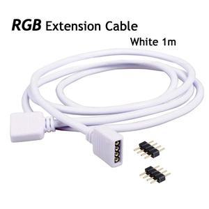 4Pin DC12V 연장 전원 케이블 흰색 검정색 0.3m 1m 2m 5m RGB LED 커넥터 와이어 2835 5050 Led 스트립 빛