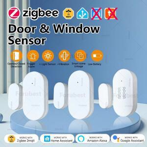 Zigbee 도어 센서 창 접촉 Alexa Google Home Z2M 용 광도진동 감지 APP 제어 기능이 개방형 폐쇄