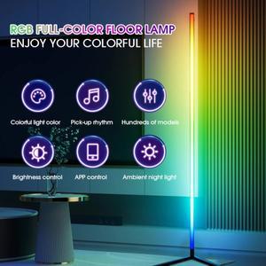 RGB LED 플로어 램프, 코너 음악 동기화 및 1600만가지 DIY 색상 지원 스마트 모던