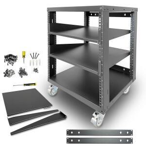 AXCESSABLES 12U 오픈 프레임 네트워크 AV 3CM 너트 키트 레일 도구 2개 선반 2U 너트 호환 19인치 10 마운트 포함 48 32 캐스터 케이지 나사