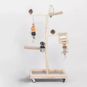 앵무새 횟대 자연목 이동식 스탠드 실내용 조류 놀이터