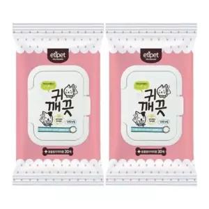강아지 순면감촉 귀세정 티슈 30매입 2P 냄새관리