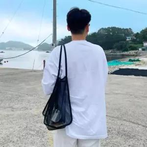 [패션] 메쉬 물놀이가방 망사 블랙 모래놀이 여름가방 비치백 숄더백