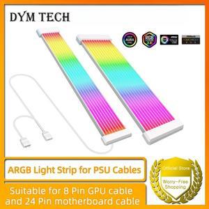 PC RGB 라이트 스트립 PSU 케이블 GPU 5V 3핀 싱크 연장 6핀 8핀 12핀 24핀 호환