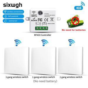 SIXWGH 433MHz 스마트 무선 스위치 10AAC100-240V 방수배선 설치 없음 원격 제어 홈