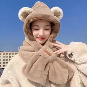 넥워머 따듯한 목도리 털 머플러 곰돌이 모자 겨울 목도리