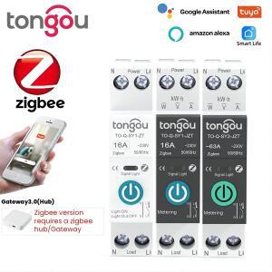 TUYA ZigBee 스마트 회로 차단기미터링 포함 라이프 APP로 홈 무선 원격 제어 스위치용 1P 63A DIN 레일
