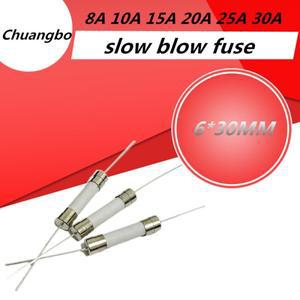 10PCS 6x30mm 세라믹 퓨즈 고속 느린 불어 튜브 핀 250V 8A 10A 15A 20A 25A 30A