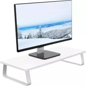 VIVO 24인치 모니터 스탠드 우드 앤 스틸 데스크톱 라이저 화면 키보드 노트북 소형 TV 인체공학적 책상 및