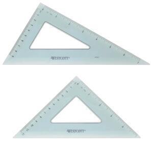 WESTCOTT 삼각자 KT 90 팩에 2개들이 75 27 투명 11 25 CM 14 인치
