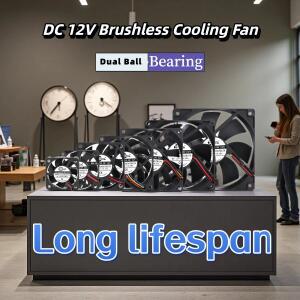 12V DC 냉각 팬 4/5/6/7/8/9/12cm 80mm 듀얼 볼 베어링, 서버 PC 캐비닛 전자 산업용 케이스