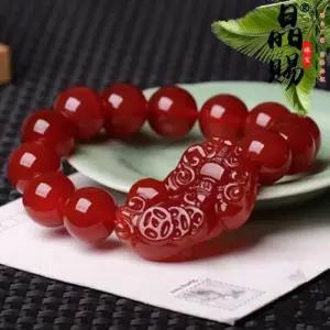 [룽스_62]붉은 레드 패션팔찌 마노 보석 구슬