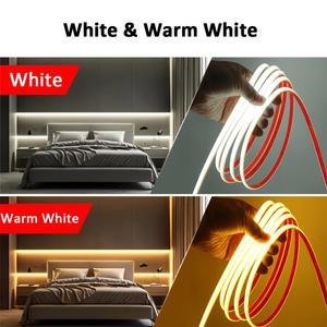 LED 스트립 220V 자가 접착식 COB 조명 드라이버 불필요 유연한 리본 방 야외 정원용