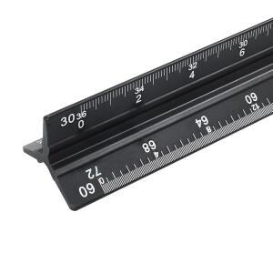 PIUTOUYAR 30 5CM 12인치 엔지니어 스케일 에칭 20 눈금자 토목 제도 금속 30 40 60 제도용 공학 삼각형 엔지니어링 알루미늄 눈금자 도구 50 블랙 10 임페리얼