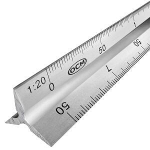 OCM 미터법 삼각형 엔지니어 스케일 눈금자 100 125 엔지니어링 등급 제도 25 30CM 50 20 알루미늄 솔리드 기계 건축 전문가 75