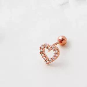 [룽스_62]14K PIN 로즈골드 한쪽판매 피어싱 큐빅하트