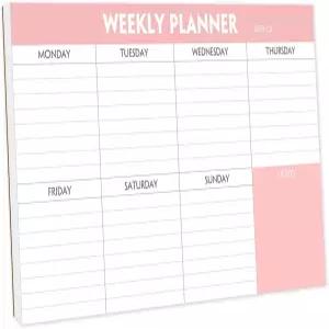 주간 플래닝 패드 - 일일 일정 및 캘린더가 포함된 Tear-To-Do List Pad 52장 100gsm 용지 날짜가 지정되지