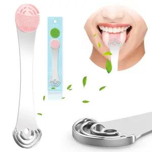 성인 및 용 무섹 혀 스크레이퍼 내구성이 뛰어난 식품 2등급 실리콘 브러시 1개와 100 스테인리스 스틸