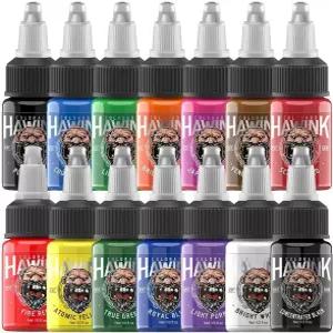 호윙크 타투 잉크 세트 1/2온스 15ml 용품 14가지 색상 안료 키트 미국 TI203-15-14