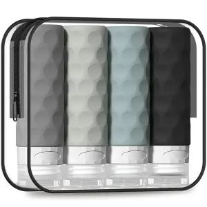 세면도구용 실레볼러 여행용 병 4pcs Tsa 승인 3온스 용기 BPA 프리 누수 방지 프리미엄 실리콘 화장지