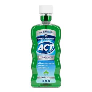 ACT 안티카비티 제로 알코올 불소 구강 청결제 18파운드 정확한 도징 컵 민트 포함