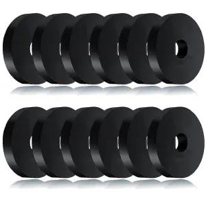12 PCS 블랙 두꺼운 고무 세탁기 1 1/2 인치 OD x 3/8 ID 1/4 두께 진동 감쇠 소음 방지 패드
