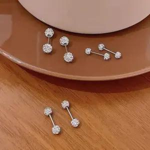 [룽스_62]비즈 큐빅 바벨 피어싱 데일리 패션 귀걸이 4mm