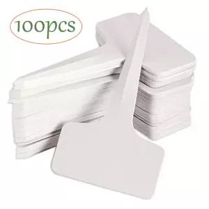 50/100pcs 흰색 플라스틱 PVC 식물 T 형 태그 마커 보육 정원 레이블 묘목 트레이 냄비 장식 6x10cm
