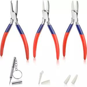 골드 디어 3PCS 원형 및 나일론 턱 안경 프레임 플라이어 코 패드 암 조절 플랫 광학 수리 조립 조정 세트