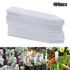 100pcs 플라스틱 방수 꽃 태그 마크 T 형 원예 라벨 보육 식물 정원 장식품 화이트
