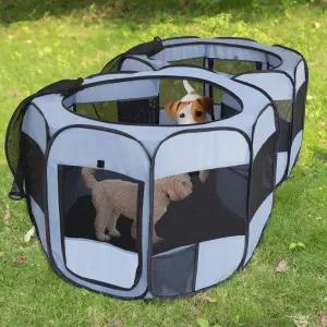 2-in-1 강아지 놀이펜 팝업 고양이 애완동물 실내 야외 밀폐형 텐트 상자 케이지 케넬 작은 위한 휴대용