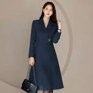 ~XXL까지 알뮤나 브로치세트 트위드 플레어 원피스 겨울 하객룩 오피스룩 모임룩 격식룩 연말룩 빅사이즈12
