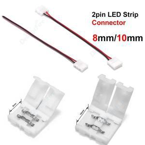 무납땜 LED 스트립 커넥터 SMD 조명용 2 핀 I 모양 코너 8mm 10mm 3528 2835 5050