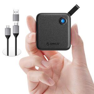 ORICO 휴대용 SSD 256GB(2-in-1 USB C 케이블 포함), 외장 솔리드 스테이트 드라이브, 최대 460MB/s, 상태 표시기, USB-C 스마트폰, 태블릿, PC용