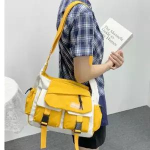 남녀 배색 사각 크로스백 1P 메신저백 학생 옆가방 데일리백 남녀공용크로스백