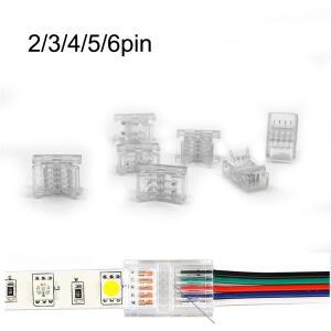LED 라이트 스트립 커넥터 SMD 5050 단색 RGB CCT 테이프용 방수 와이어 2 핀 3 4 5 6 8mm 10mm 12mm